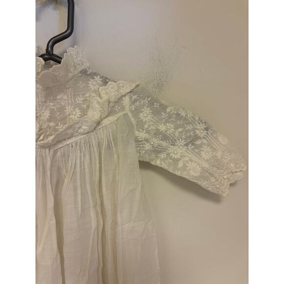 Vintage Baby Infant Christening Baptism Linen Lace Gown Dress - Picture 2 of 5